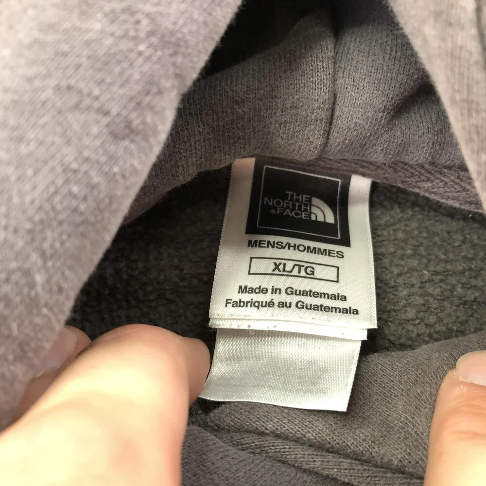 The North Face Hoodie Mens XL Gray Pullover Fleece Sweatshirt Big Logo